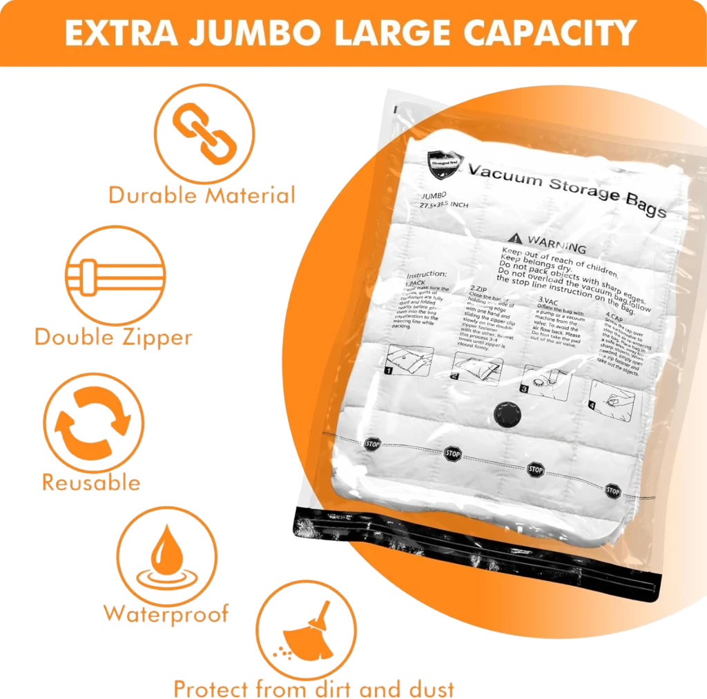 Best vacuum seal bags for travel and compression packing bags with electric pump