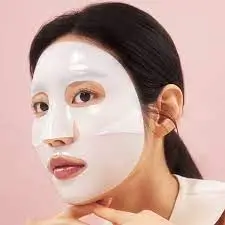Bio-Collagen Night Wrapping Mask sheet applied on skin overnight