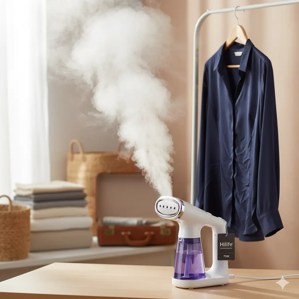 Hilife Handheld Clothing Steamer – portable vapor steam cleaner for quick wrinkle removal, lightweight travel garment steamer under $25