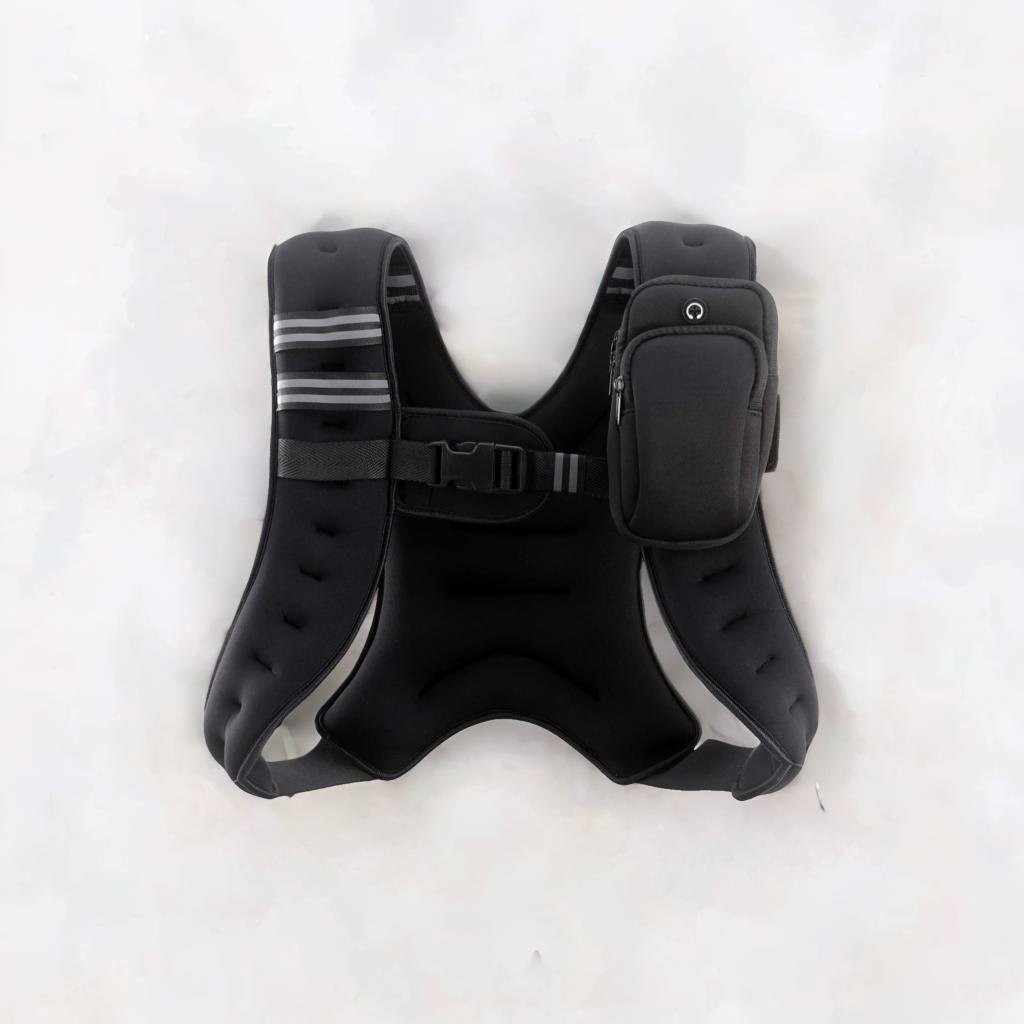 ZELUS weighted vest with reflective stripes, adjustable for running in a weight vest and strength training.