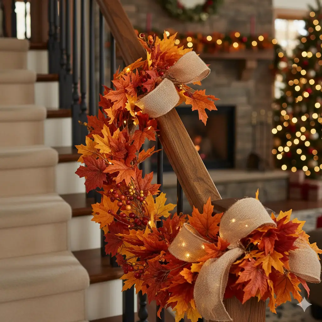A beautifully decorated Christmas tree, fully lit, featuring a thick, layered silver and gold christmas tree garland draped around the branches and crowned with a classic star-shaped christmas tree topper.